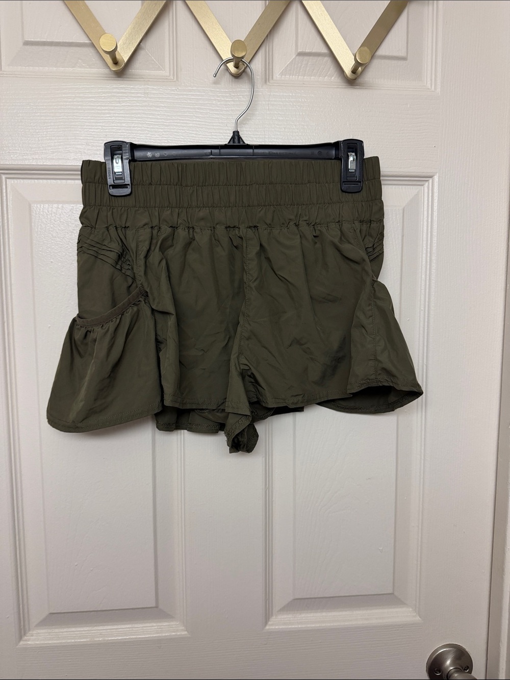 Free people movement Olive Green Ruffle Hem Shorts